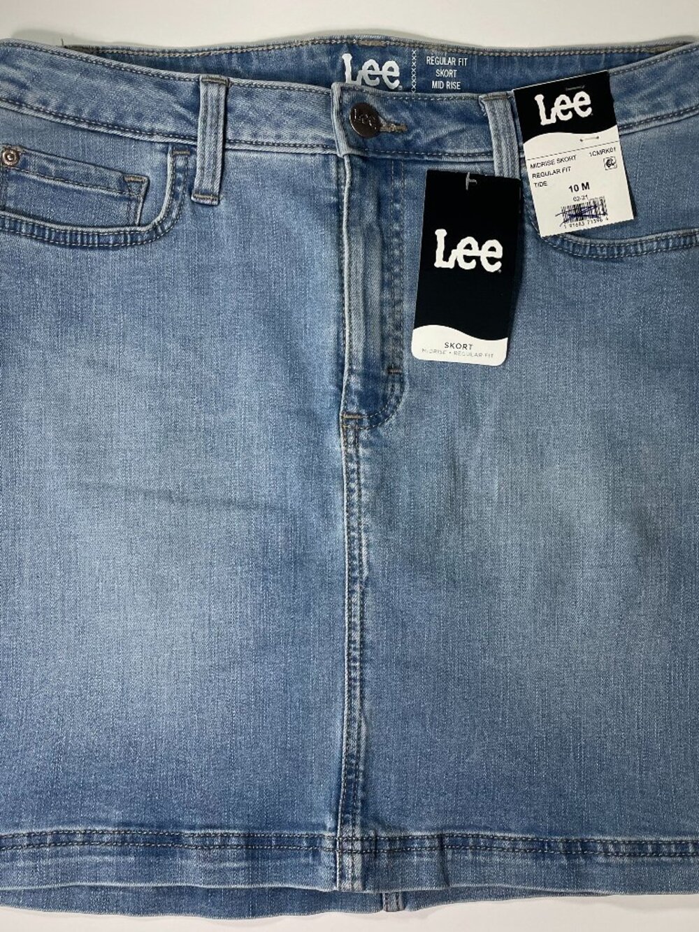 NWT Lee Midrise Denim Skort Size 10 Medium Regular Fit Cotton Poly Blend